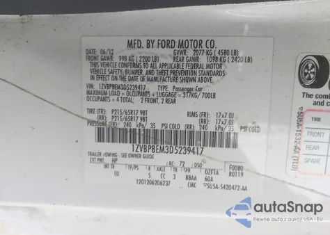 2013 Ford Mustang V6 z USA, uszkodzony, nr VIN 1ZVBP8EM3D5239417